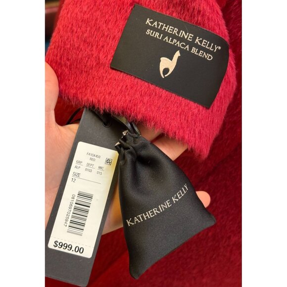 Katherine Kelly Womens Red Belted Wool/Alpaca Coat Size 12 - Picture 14 of 14